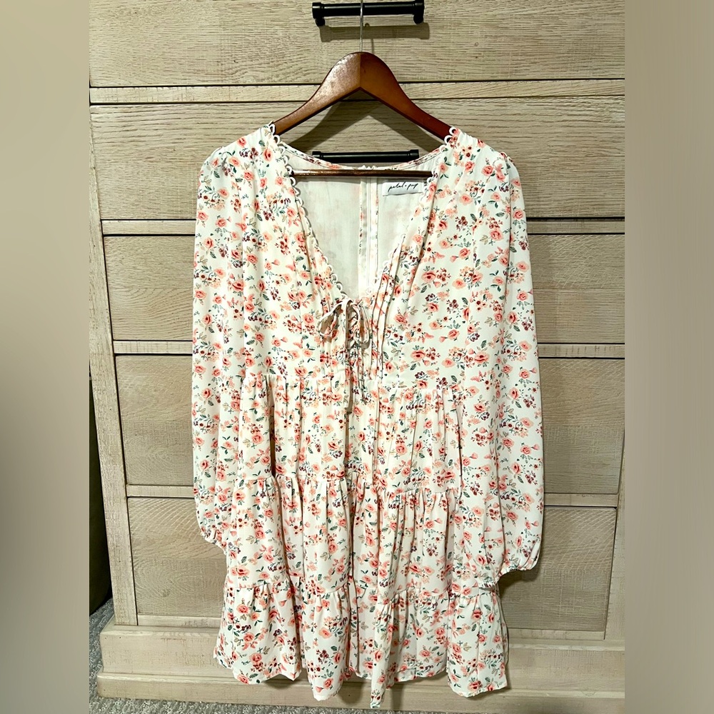 Petal and pup pink floral long sleeve mini dress